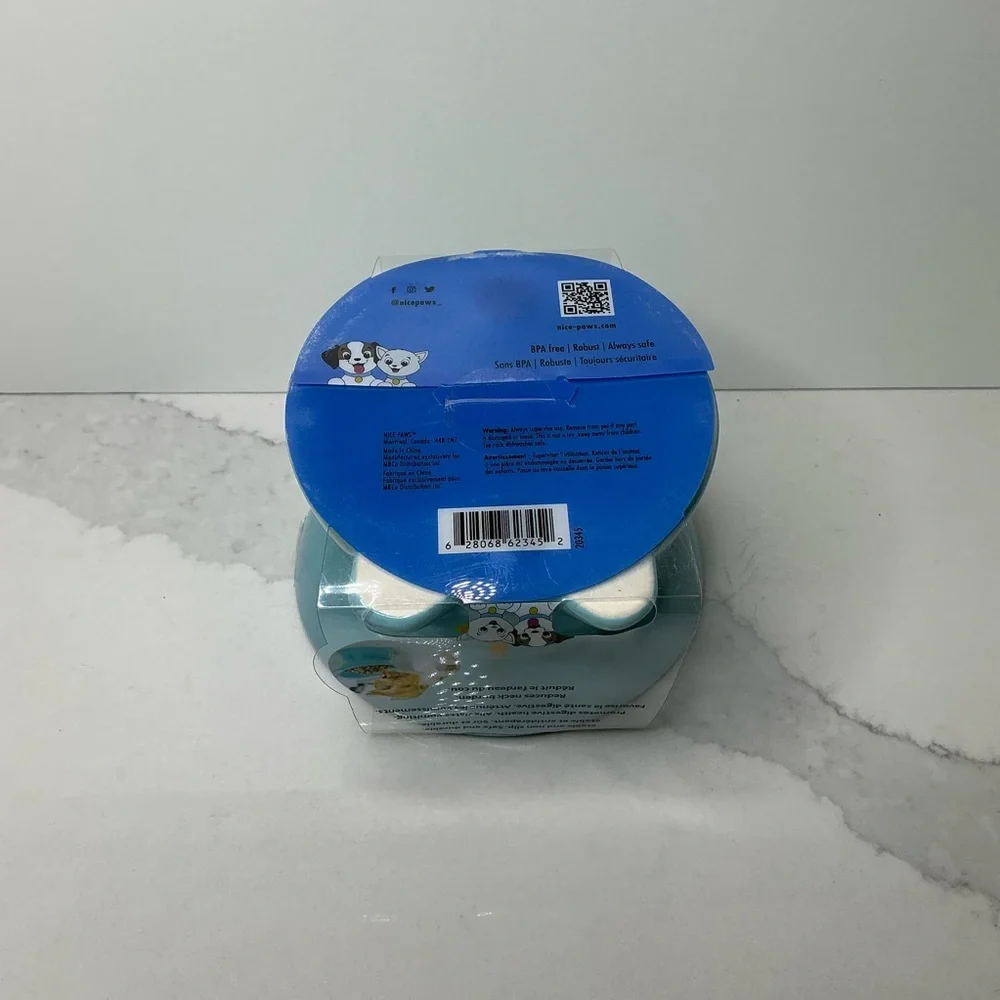 Teal Cat Ceramic Pet Bowl - Cute Heart Nose Design Elevated new
